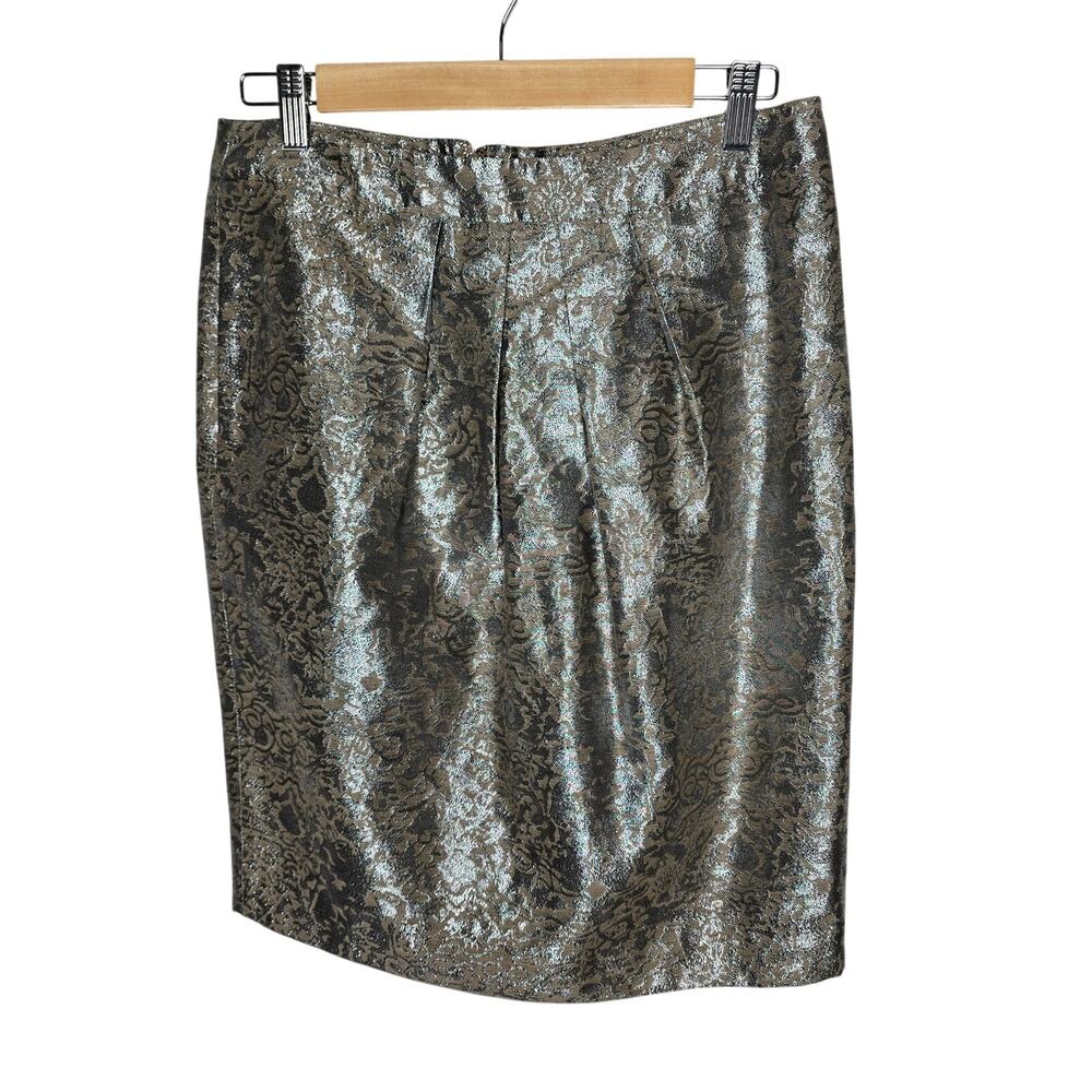 Jones New York Collection Pleated Silver Beige December Dark Mica Skirt Sz 4 NWT